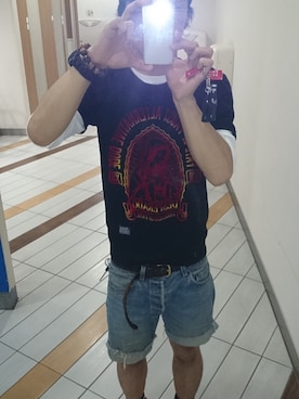 「アイテム（フィギュア、ブルー系）」を使った、はにかむあのこさん（メンズ・168cm）の夏コーディネート