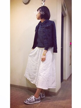 「HYKE」｜「アイテム（デニムジャケット）」を使った、m。さん（レディース・162cm）の秋コーディネート