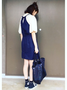 「H&M（エイチ・アンド・エム）のアイテム（ピアス（両耳用）、ホワイト系）」を使った、m。さん（レディース・162cm）の夏コーディネート