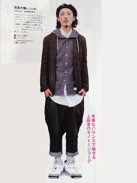 「KANGOL（カンゴール）のアイテム（キャスケット）」を使った、DaisukeWakamoriさん（メンズ・181cm）の冬コーディネート