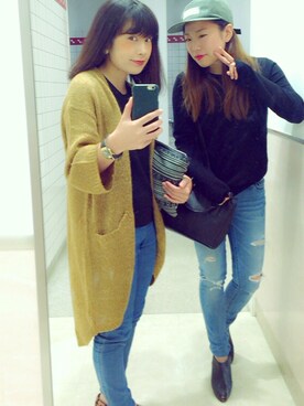 「H&M（エイチ・アンド・エム）のアイテム（ジャケット/アウター、オレンジ系）」を使った、aさん（レディース・152cm）の秋コーディネート