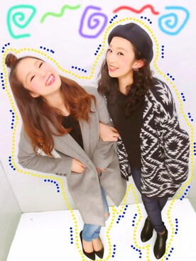 「niko and...（ニコアンド）のアイテム（ジャケット/アウター、ブルー系）」を使った、aさん（レディース・152cm）の冬コーディネート