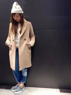 「ワッフル」｜「アイテム（チェスターコート）」を使った、JOURNAL STANDARD relume　ららぽーと海老名店さん（レディース・160cm）の秋コーディネート