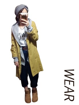 「UGG（アグ）のLHPwomen/エルエイチピーウィーメン/UGG Australia/アグオーストラリア/W Classic Mini（ブーツ、ベージュ系）」を使った、はしゅさん（キッズ・70cm）の冬コーディネート