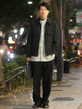 「DRIES VAN NOTEN（ドリスヴァンノッテン）のアイテム（ブルゾン）」を使った、Tsuyoshi Kuraharaさん（メンズ・180cm）の冬コーディネート