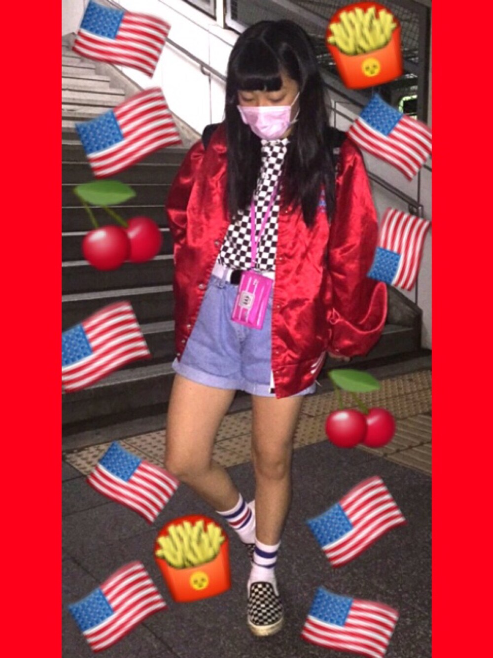 「Americanstyle」｜「no brandのアイテム（シャツ/ブラウス、ブラック系）」を使った、kさん（レディース・152cm）の春コーディネートの1枚目の写真