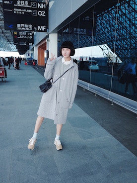 「Y-3（ワイスリー）のアイテム（ピーコート）」を使った、hungさん（レディース・164cm）の冬コーディネート
