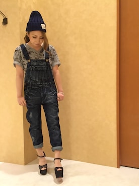 「VENCEEXCHANGE（ヴァンスエクスチェンジ）のアイテム（サロペット/オーバーオール）」を使った、mikkoさん（レディース・147cm）の春コーディネート