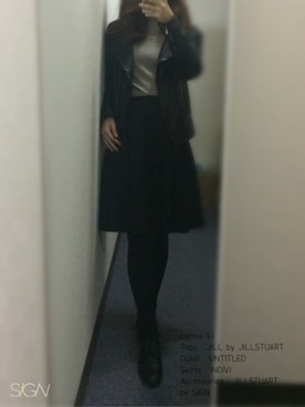 「UNTITLED（アンタイトル）のアイテム（ライダースジャケット）」を使った、Coffee151さん（レディース・151cm）の春コーディネート