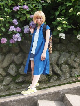 「ジャパンブルー」｜「アイテム（ワンピース/ドレス）」を使った、まるやま、まさん（レディース・150cm）の夏コーディネート
