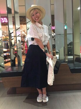 「アーミー」｜「アイテム（バッグ）」を使った、まるやま、まさん（レディース・150cm）の夏コーディネート