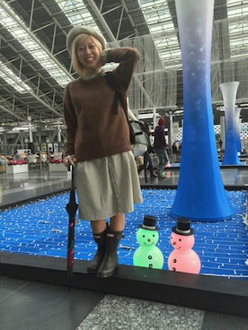 「ボヘミアンズ」｜「アイテム（ニット/セーター）」を使った、まるやま、まさん（レディース・150cm）の冬コーディネート