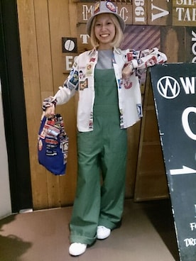 「オリーブ」｜「アイテム（サロペット/オーバーオール）」を使った、まるやま、まさん（レディース・150cm）の春コーディネート
