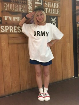 「アーミー」｜「アイテム（サンダル）」を使った、まるやま、まさん（レディース・150cm）の春コーディネート