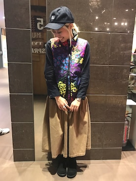 「アイテム（ダウンベスト、その他）」を使った、まるやま、まさん（レディース・150cm）の秋コーディネート