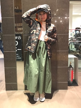 「WILD THINGS（ワイルドシングス）のアイテム（ダウンジャケット/コート）」を使った、まるやま、まさん（レディース・150cm）の秋コーディネート