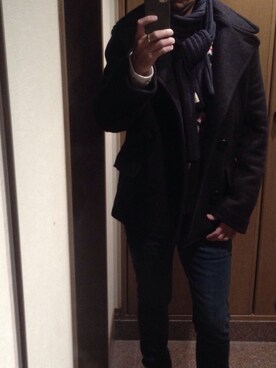 「Abercrombie&Fitch（アバークロンビーアンドフィッチ）のアイテム（ピーコート）」を使った、cullinanさん（メンズ・174cm）の冬コーディネート