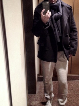 「Abercrombie&Fitch（アバークロンビーアンドフィッチ）のアイテム（ピーコート）」を使った、cullinanさん（メンズ・174cm）の冬コーディネート
