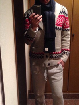 「Abercrombie&Fitch（アバークロンビーアンドフィッチ）のアイテム（カーディガン/ボレロ）」を使った、cullinanさん（メンズ・174cm）の冬コーディネート