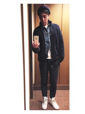 「Abercrombie&Fitch（アバークロンビーアンドフィッチ）のアイテム（デニムジャケット）」を使った、cullinanさん（メンズ・174cm）の冬コーディネート