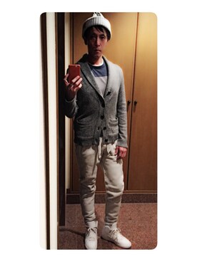「Abercrombie&Fitch（アバークロンビーアンドフィッチ）のアイテム（カーディガン/ボレロ）」を使った、cullinanさん（メンズ・174cm）の秋コーディネート