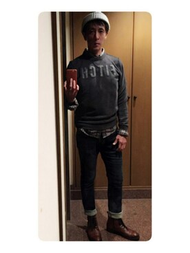 「Abercrombie&Fitch（アバークロンビーアンドフィッチ）のアイテム（スウェット）」を使った、cullinanさん（メンズ・174cm）の秋コーディネート