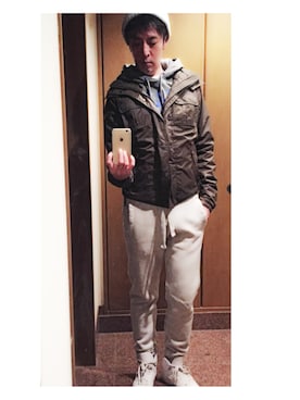 「Abercrombie&Fitch（アバークロンビーアンドフィッチ）のアイテム（ナイロンジャケット）」を使った、cullinanさん（メンズ・174cm）の冬コーディネート