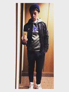 「Abercrombie&Fitch（アバークロンビーアンドフィッチ）のアイテム（スタジャン）」を使った、cullinanさん（メンズ・174cm）の春コーディネート