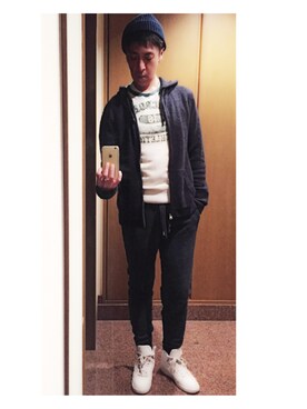 「Abercrombie&Fitch（アバークロンビーアンドフィッチ）のアイテム（スウェット）」を使った、cullinanさん（メンズ・174cm）の春コーディネート