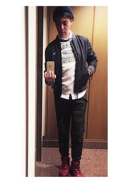 「Abercrombie&Fitch（アバークロンビーアンドフィッチ）のアイテム（スタジャン）」を使った、cullinanさん（メンズ・174cm）の春コーディネート