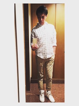 「Abercrombie&Fitch（アバークロンビーアンドフィッチ）のアイテム（チノパンツ）」を使った、cullinanさん（メンズ・174cm）の春コーディネート