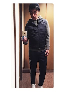 「Abercrombie&Fitch（アバークロンビーアンドフィッチ）のアイテム（ベスト）」を使った、cullinanさん（メンズ・174cm）の秋コーディネート