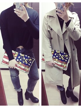 「Keith Haring（キース・ヘリング）のアイテム（バッグ）」を使った、MiSuZuさん（レディース・154cm）の春コーディネート