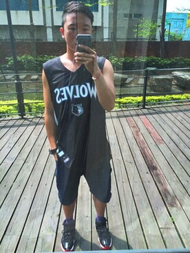 「アイテム（ジャージ）」を使った、阿倫さん（メンズ・175cm・20代）の春コーディネート