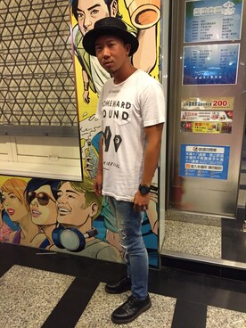 「Slightly Numb（スライトリーナム）のアイテム（パンツ）」を使った、阿倫さん（メンズ・175cm）の秋コーディネート