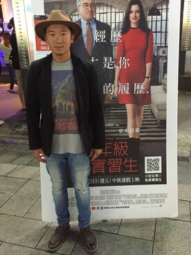 「Slightly Numb（スライトリーナム）のアイテム（パンツ）」を使った、阿倫さん（メンズ・175cm）の秋コーディネート