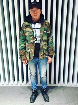 「CREATURE（クリーチャー）のアイテム」を使った、阿倫さん（メンズ・175cm）の冬コーディネート