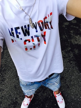 「NEW ERA（ニューエラ）のアイテム（Tシャツ/カットソー）」を使った、けーすけさん（メンズ・180cm）の秋コーディネート
