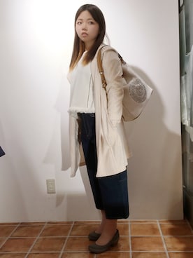 「HVC（エイチブイシー）のアイテム（その他アウター）」を使った、HVCみのお店さん（レディース・156cm）の春コーディネート