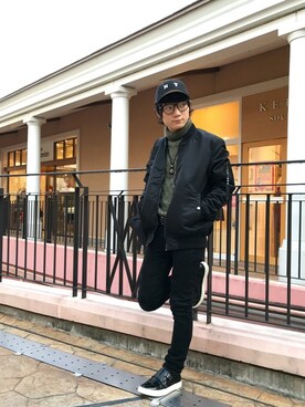 「HVC（エイチブイシー）のアイテム（トップス）」を使った、HVCみのお店さん（メンズ・163cm）の冬コーディネート