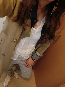 「Ungrid（アングリッド）の 【Casual】ｳﾞｨﾝﾃｰｼﾞGｼﾞｬﾝ （デニムジャケット）」を使った、ゆりぴさん（レディース・160cm）の春コーディネート