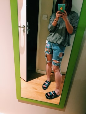 「Acne Studios（アクネストゥディオズ）のアイテム（サンダル）」を使った、Glulingさん（レディース・163cm）の夏コーディネート