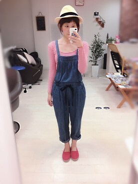 「SHIPS（シップス）のアイテム（サロペット/オーバーオール）」を使った、いく♡さん（レディース・153cm）の春コーディネート