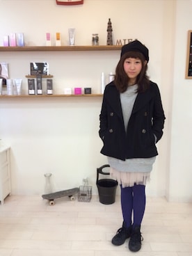 「NANO universe（ナノユニバース）のアイテム（ピーコート）」を使った、いく♡さん（レディース・153cm）の冬コーディネート