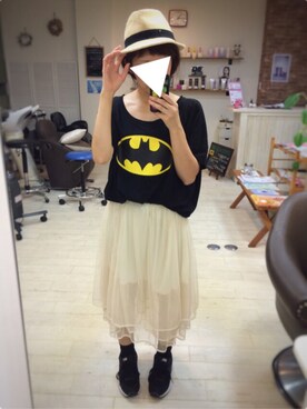 「インパクトTシャツ」｜いく♡さん（レディース・153cm）の夏コーディネート