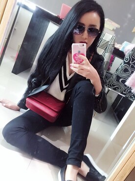 「chanel」｜「アイテム（ダウンジャケット/コート）」を使った、Joanna 郭草莓さん（レディース・173cm）の冬コーディネート