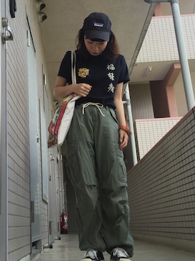 「東洋エンタープライズ（トーヨーエンタープライズ）のアイテム（トップス）」を使った、MOEKOさん（レディース・154cm）の夏コーディネート