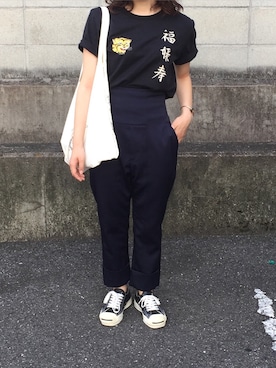 「東洋エンタープライズ（トーヨーエンタープライズ）のアイテム（トップス）」を使った、MOEKOさん（レディース・154cm）の夏コーディネート