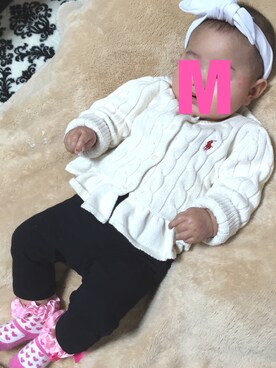 「POLO RALPH LAUREN（ポロ ラルフ ローレン）のアイテム（ニット/セーター、ホワイト系）」を使った、M/Ｋさん（キッズ）の冬コーディネート