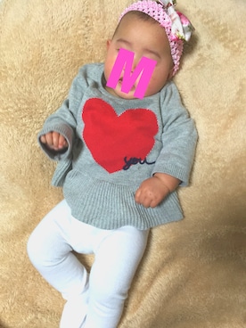 「babyGAP（babyGAP）のアイテム（ニット/セーター、グレー系）」を使った、M/Ｋさん（キッズ）の冬コーディネート